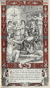 Ballet in the castle of Fontainebleau during which the ladies of the Court of King Henry II each represent a science or art. Engraving of 1914 by Emmanuel Blanche by Emmanuel Blanche