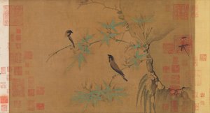 Finches and bamboo by Emperor Huizong