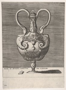 Antique Lidded Vase with Two Handles emerging from the Heads of Hybrid Female Sphinxes