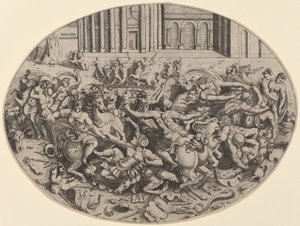 The Battle of the Amazons (recto) by Enea Vico