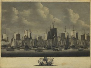 The Fleet Leaving the Port of Vlissingen, 1804 by Engel Hoogerheyden
