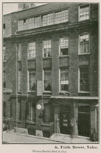 6 Frith Street, Soho, where Hazlitt died in 1830 by English Photographer