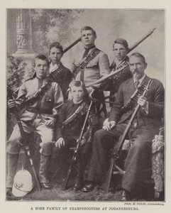 A Boer Family of Sharpshooters at Johannesburg by English Photographer