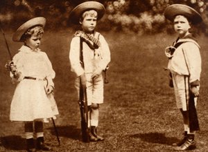 A Young King Edward VIII Drilling His Siblings, the Duke of York and the Princess Royal, c.1899