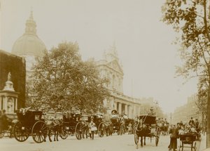 A Busy Street Scene with Brompton Oratory by English Photographer