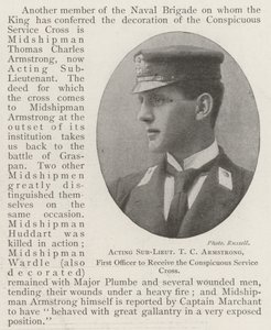 Acting Sub-Lieutenant T C Armstrong, First Officer to receive the Conspicuous Service Cross