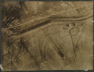 Aerial photograph with WWI trenches, 1918