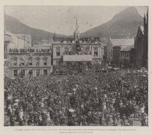Assembly outside the Town Hall, Cape Town, at which the Resolution was passed in Favour of Annexing the Boer Republics by English Photographer