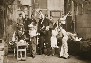 Behind the Scenes: Preparing for Amateur Theatricals, Handforth, illustration from German Prisoners in Great Britain by English Photographer