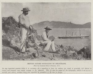 British Sailors signalling by Heliograph