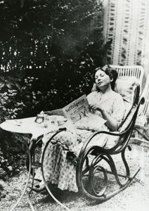 Christabel Pankhurst (1881-1969) Reading a Copy of The Suffragette c.1905-14 by English Photographer