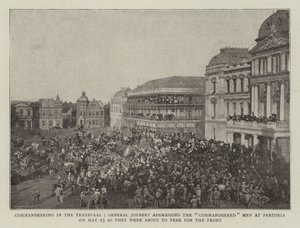 Commandeering in the Transvaal, General Joubert Addressing the Commandeered Men at Pretoria on 23 May as They Were About to Trek for the Front