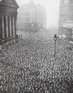 Crowds on the Street Outside Mansion House, City of London