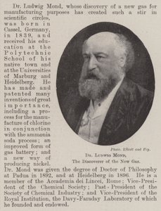 Dr Ludwig Mond, the Discoverer of the New Gas by English Photographer