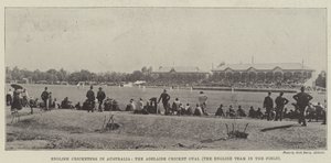 English Cricketers in Australia, the Adelaide Cricket Oval, the English Team in the Field by English Photographer
