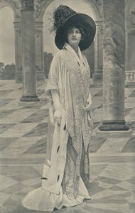 Evening Cloak of Rich Shot Satin, Trimmed Ermine and Handsomely Embroidered