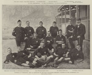 Football at Gibraltar, the 2nd Battalion of the East Lancashire Regiment, Winners of the Governors Cup by English Photographer