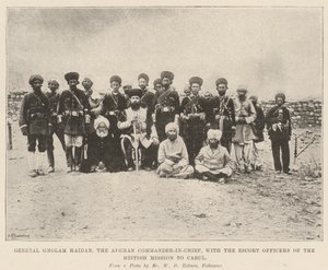 General Gholam Haidar, the Afghan Commander-in-Chief, with the Escort Officers of the British Mission to Cabul by English Photographer
