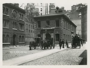 General View of Horse-Drawn Carriages in Scotland Yard by English Photographer