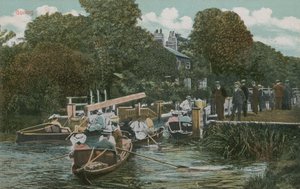 Goring - boating on the river. Postcard sent in 1913 by English Photographer