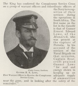 Gunner E E Lowe, First Warrant Officer to receive the Conspicuous Service Cross by English Photographer
