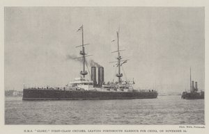 HMS Glory, First-Class Cruiser, leaving Portsmouth Harbour for China, on 24 November