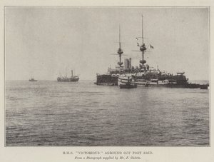 HMS Victorious aground off Port Said