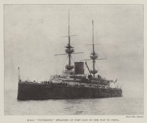 HMS Victorious stranded at Port Said on her Way to China
