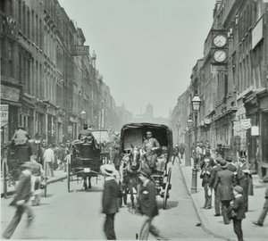 Hatton Garden: looking north from Holborn Circus, London, 1895 by English Photographer