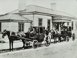 Horse-drawn cabs at Westbourne Park Station by English Photographer