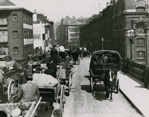 Horse-Drawn Carts Passing Over Southwark Bridge