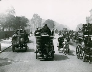 Horse-Drawn Traffic on a Busy Road