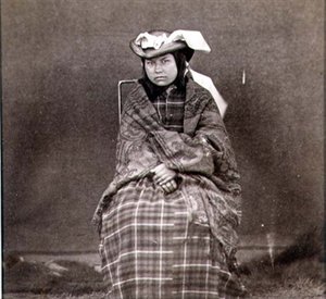 Indian Woman in Western Clothes, photographed by the Royal Engineers on the Forty-Ninth Parallel