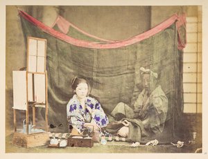 Japanese couple at their leisure, Studio tableau