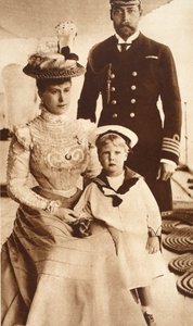 King George V, Queen Mary and Their Son Edward VIII, Aboard H.M.S. Crescent, c.1899