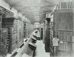 Library, Sion College, Victoria Embankment, City of London, 1885 by English Photographer