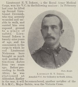 Lieutenant E T Inkson, awarded VC for Gallantry in South Africa by English Photographer