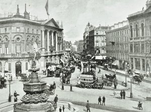 London Pavilion, Piccadilly Circus, Westminster: looking east, 1896 by English Photographer