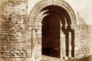 Ludlow Castle: the Round Church doorway, c.1852-3 by English Photographer