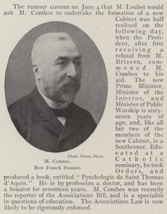 M Combes, New French Premier