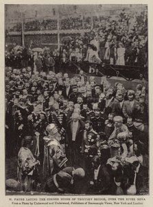 M Faure laying the Corner Stone of Troitsky Bridge, over the River Neva by English Photographer