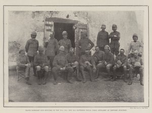 Major Harrison and Officers of the 76th, 81st, and 82nd Batteries Royal Field Artillery at Newport Junction by English Photographer