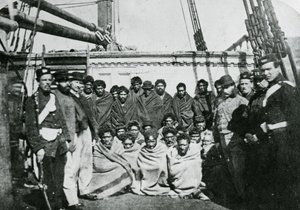 Maori Prisoners on Board a Prison Hulk in Wellington Harbour by English Photographer