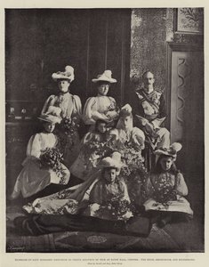 Marriage of Lady Margaret Grosvenor to Prince Adolphus of Teck at Eaton Hall, Chester, the Bride, Bridegroom, and Bridesmaids by English Photographer