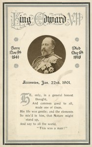 Memorial card, King Edward VII by English Photographer