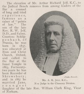 Mr A R Jelf, KC, New Judge in the Chancery Division