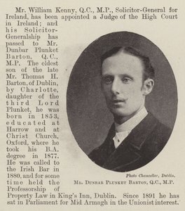 Mr. Dunbar Plunket Barton, QC, MP by English Photographer