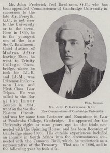 Mr J F P Rawlinson, QC, New Commissioner of Cambridge University by English Photographer