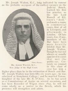 Mr Joseph Walton, KC, New Judge of the High Court by English Photographer