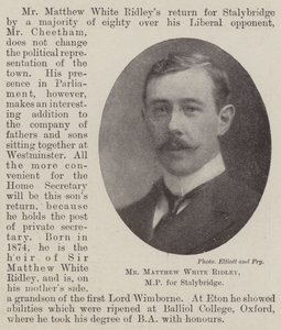 Mr Matthew White Ridley, MP for Stalybridge